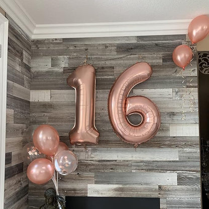 Rose Gold Foil Balloon Number 6, Large Number 6 Helium Balloon - Image 8