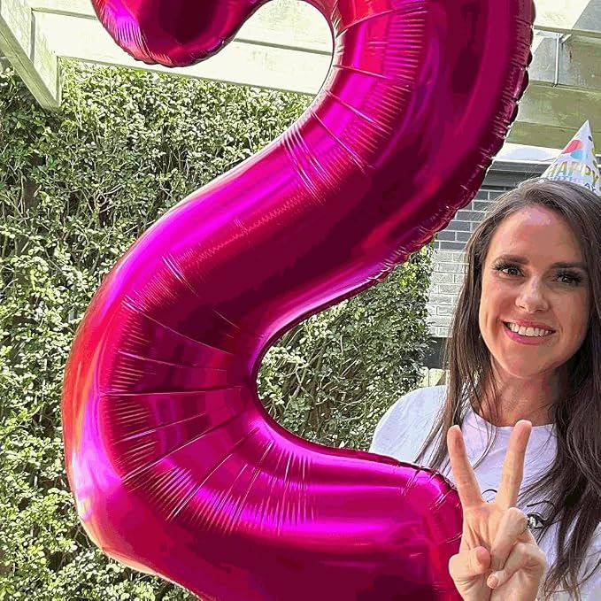 30 Balloon - Hot Pink Birthday Number Balloons, 40 Inch Party Decorations | Hot - Image 4