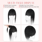 Hairro Mono Hair Toppers with Bangs, 3.4" x 3.4" Mono Base 100% Real Human Hairpieces for Women, 150% Density Clips In Topper for Greyish Thinning Hair, 10 Inch Jet Black