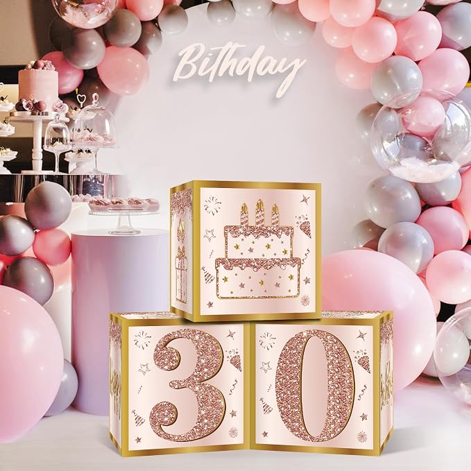 Guiruiy 3Pcs 30th Birthday Decorations Balloon Gift Boxes - Image 4