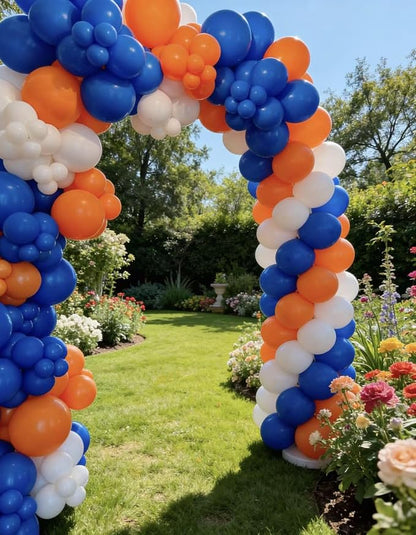 Blue and Orange White Balloon Arch Kit, Different Size Balloons - Image 4