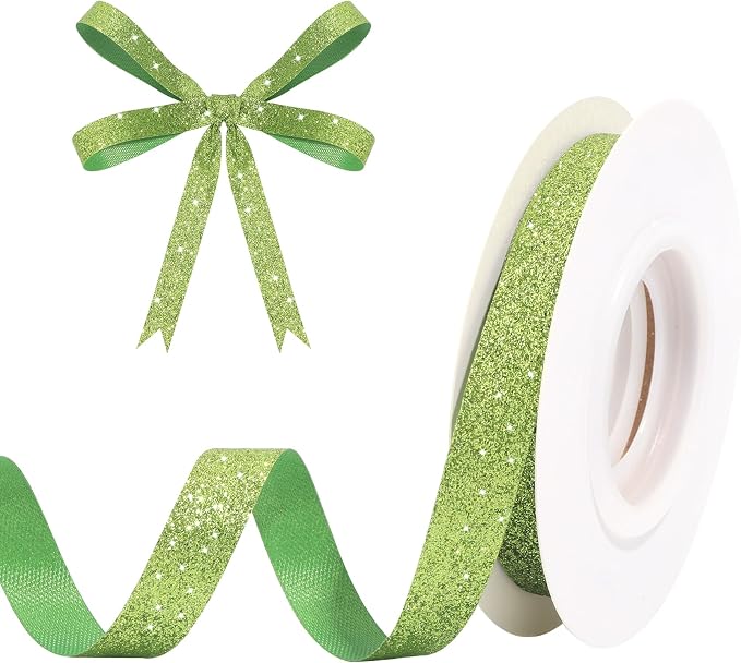 Sage Green Metallic Glitter Ribbon by HISWAN