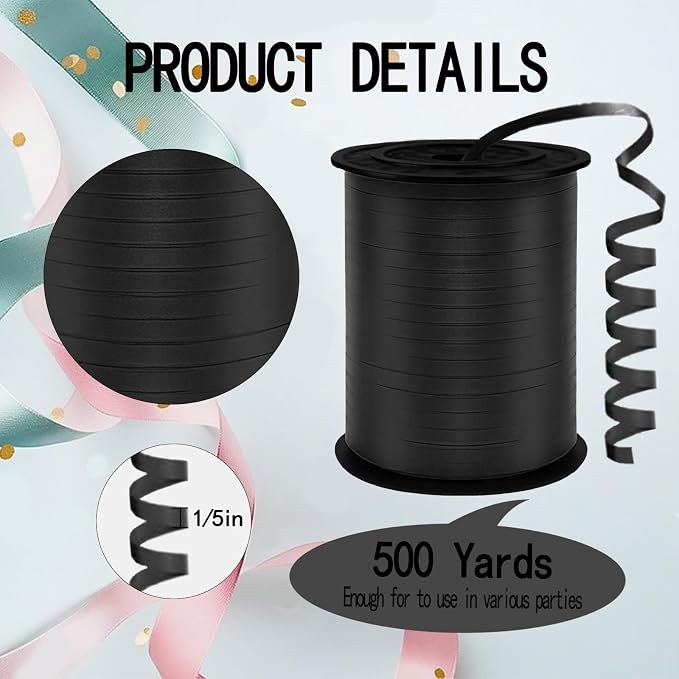 Black Curling Ribbon, 500 Yards Ribbons - Image 2