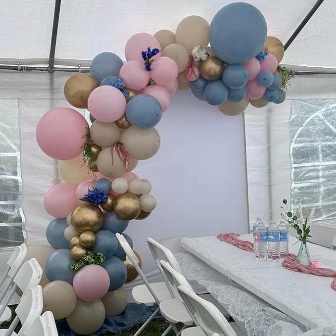 Gender Reveal Balloons, Chrome Gold Sand White Balloon - Image 4