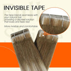 Full Shine Tape in Extensions Human Hair Color 3/8/22 Balayage Tape Extensions Human Hair 22Inch Long Straight Skin Weft 50G Seamless Invisible Extension Cuticles Aligned Natural 20Pcs