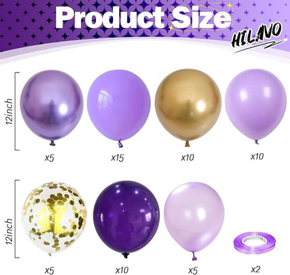 Pastel Purple Gold Balloons Set - Image 2