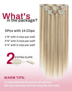 Moresoo Clip in Hair Extensions Blonde Short Human Hair Clip in Extensions Highlights Dark Ash Blonde With Medium Blonde Double Weft for Women Straight 80g/5pcs 10 inch