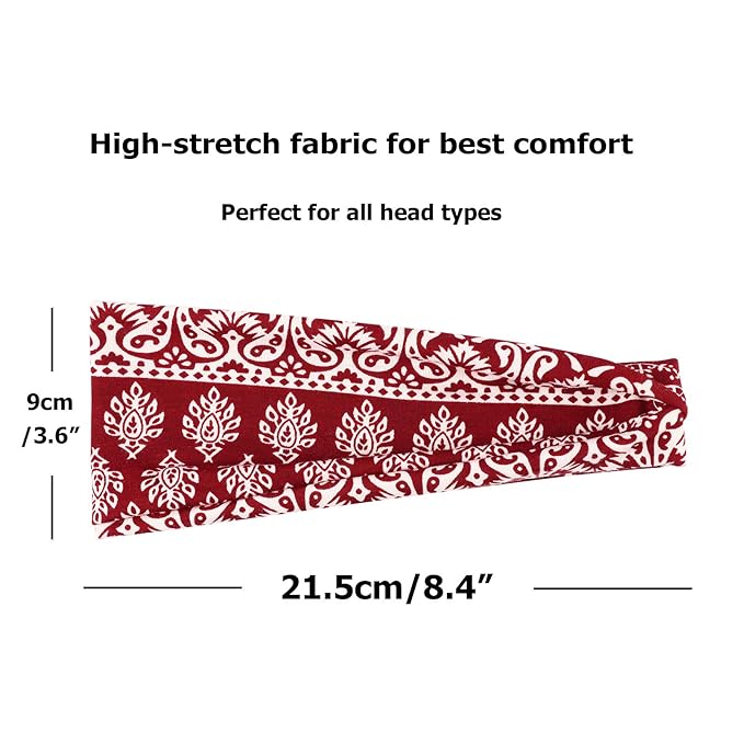 DRESHOW 6 Pack Yoga Sports Headbands for Women Elastic Non-Slip Headbands Running Workout Hair Bands