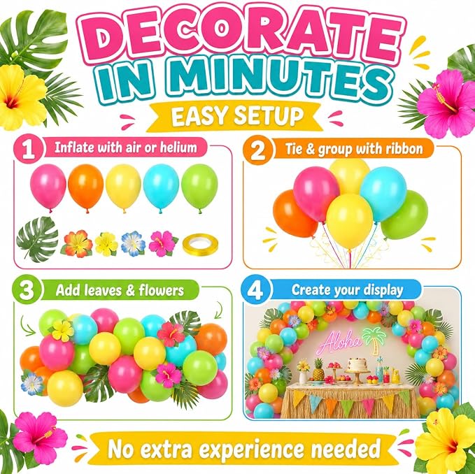 Tropical Balloons, 12 Inch Hawaiian Balloons - Image 9