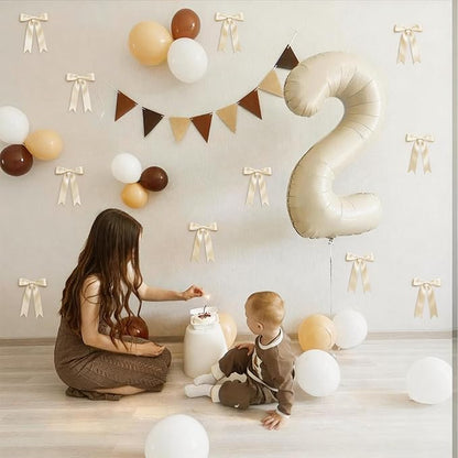 2 Strings Cream Bow Garland Banner Decorations - Image 6