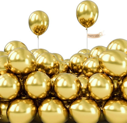 PartyWoo Metallic Gold Balloons 50pcs Chrome Gold Color 5 Inch | Balloons by PartyWoo