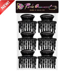 RC ROCHE 6 Pcs Double Claw Hair Clip Tooth Claw Clip Grip Tooth Jaw Clamps Thin Fine Hair Strong Hold No Slip Undo Clutchers for Women, Small Black