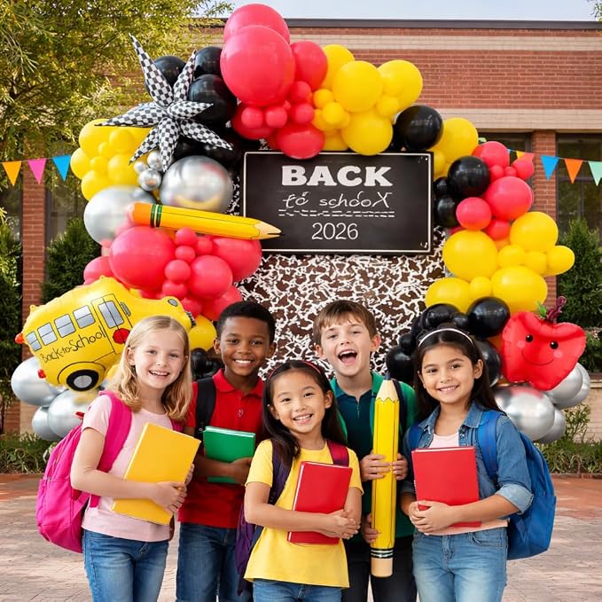 151Pcs Back to School Balloon Arch Garland Kit | School Bus Pencil Apple - Image 5