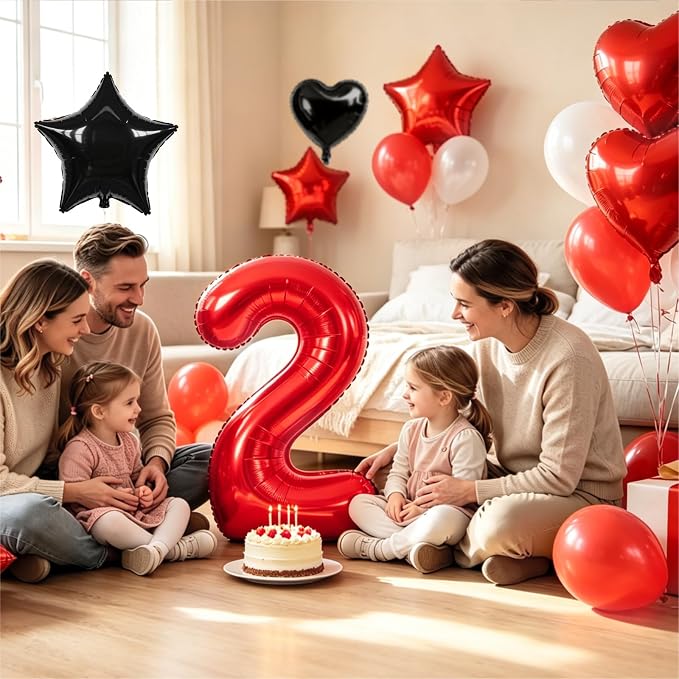 TONIFUL 1st Birthday Balloons Kit 40 Inch Red Large Number 1 Foil Balloon | - Image 4