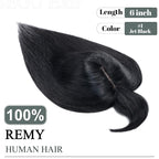 SEGO Hair Toppers for Women Real Human Hair with Thinning Hair, Toppers Hair Pieces Clip in Toppers Straight Hair Pieces with Front Bangs 150% Density Silk Base -6 Inch #1 Jet Black