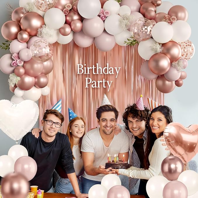 157PCS Rose Gold Dusty Pink and White Balloons - Image 4