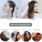INNERNEED Scalp Massager Shampoo Brush, Wet & Dry Manual Scalp Care Head Scrubber Hair Washing, Soft Silicone Bristles, for Hair Growth, Dandruff Removal (Black+Pink)