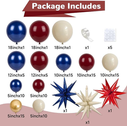 Red White Blue Balloons Arch kit 4th of July Navy Royal Blue Red Sand White - Image 2