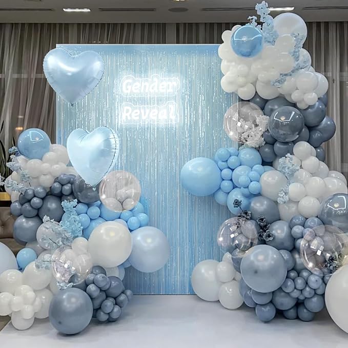 157PCS Pastel Blue and White Balloons Garland Arch Kit - Image 6