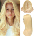 16 Inch Length Hair Toppers for Women with Thinning Hair, 3x5 Inch Injected Silk Base 130% Density Hairpieces #613 Bleach Blonde