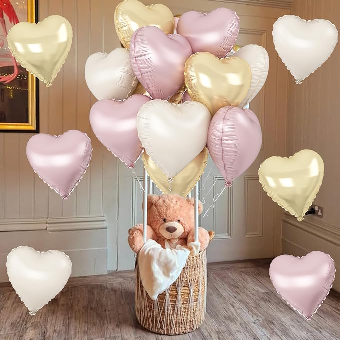 Dusty Pink Cream Heart Balloons - Image 7