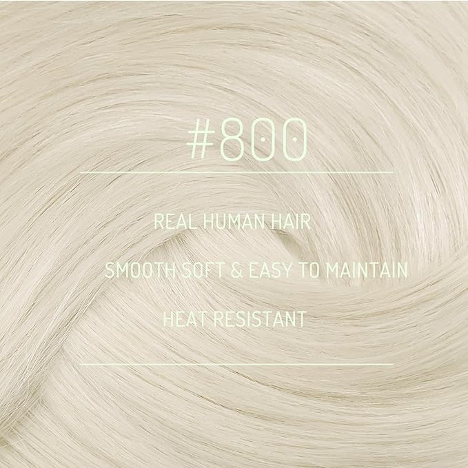RUNATURE Clip in Hair Extensions Real Human Hair Blonde, Real Hair Extensions Clip in Human Hair, Long Straight Human Hair 24 Inch 135g 7pcs #800 Platinum Blonde
