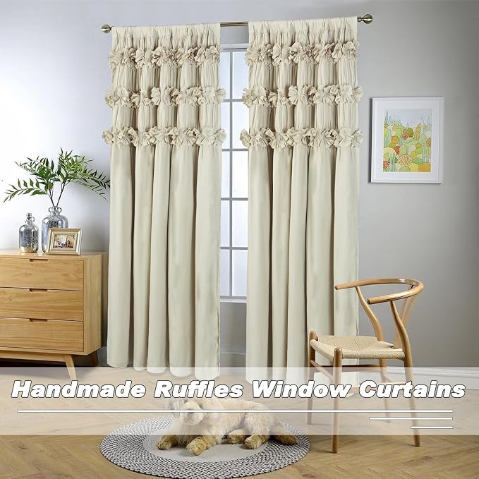 Camel Blackout Curtains with Handmade Ruffles | Thermal Insulated Room - Image 8