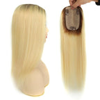Womens Real Human Hair Toppers for Thin Hair #T3/60, 18 Inch Length 3x5 Inch Injected Silk Base 130% Density Hair Pieces