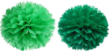 14" Green Tissue Pom Poms Kit DIY Decorative Paper Flowers Ball - Image 3