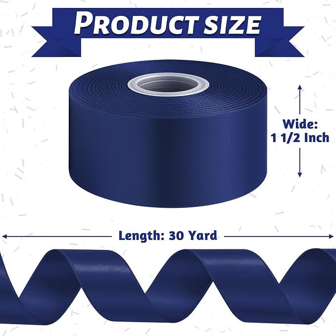 30Yards 1 1/2In Navy Blue Ribbon - Image 2