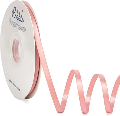 Ribbli Rose Gold Satin Ribbon, Double Faced Satin 1/4 inch x Continuous 50 Yards by Ribbli