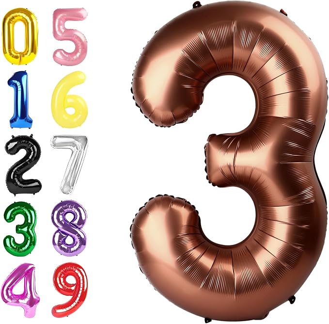 Number 2 Balloons 40 Inch Coffee Brown Balloon by Argthjy