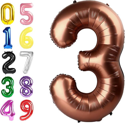 Number 2 Balloons 40 Inch Coffee Brown Balloon by Argthjy