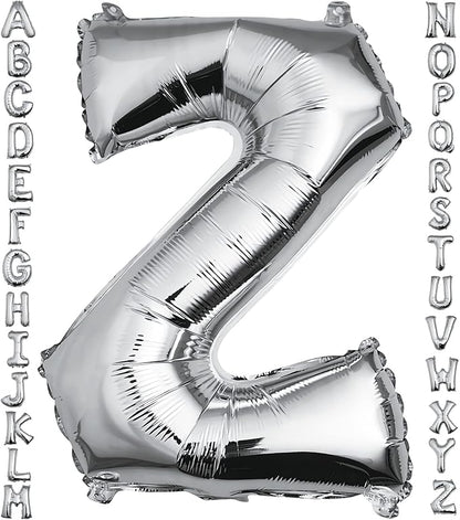 40 inch Silver Letter Z Balloon, Big Size Alphabet Foil Mylar Helium Balloons by VHUWE