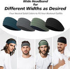 Wide Headbands for Men, Men’s Headbands for Long Hair, Head Bands for Men for Workout, Running, Baseball, Football, Tennis, Basketball, Softball, 8 Pieces