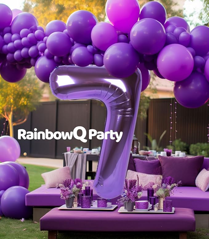 RainbowQ Purple 7 Balloon Number 40 Inch 0-40 Foil Large Balloons | Big Mylar 7 - Image 6