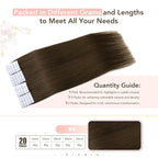 Sindra Invisi Edge Tape in Human Hair Extensions, Medium Brown Invisible Seamless Hair Tape in Extensions Balayage 16 Inch 20pcs 45g/pack