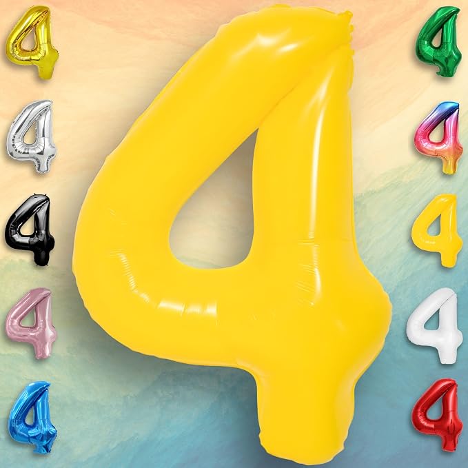 Yellow Number Balloon 4 Mylar Foil Macaron Balloons 40 inch - Image 5
