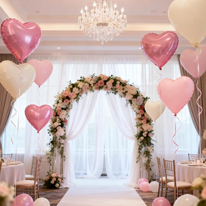 Pink Cream Beige Heart Balloons, Apricot Helium Balloon - Image 6