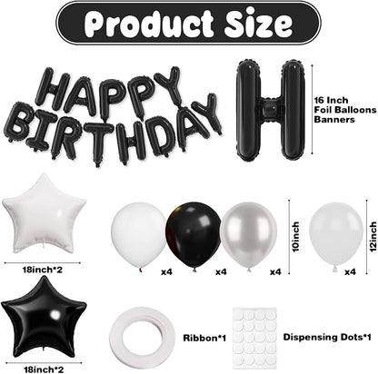 29PC Black Happy Birthday Balloon Banner, 16 Inch 3D Aluminum Letter Banner Sign - Image 3