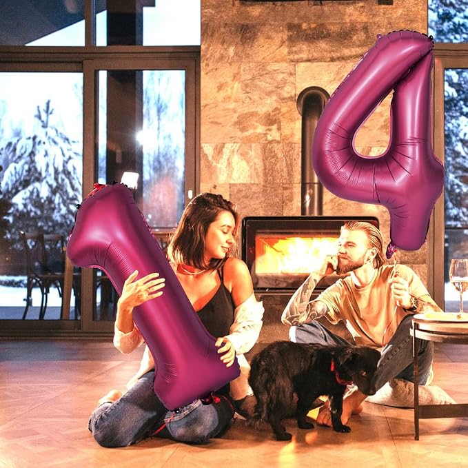 Number 4 Balloons 40 Inch Wine Red Burgundy Foil Number Balloon 4 | Wine Red - Image 5