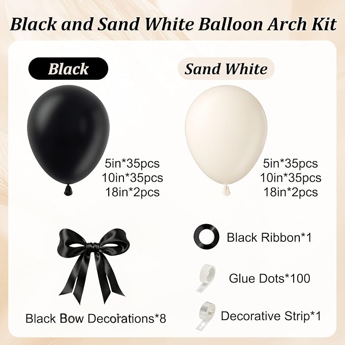 155pcs Black and White Balloon Arch Kit - Image 2