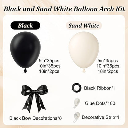 155pcs Black and White Balloon Arch Kit - Image 2