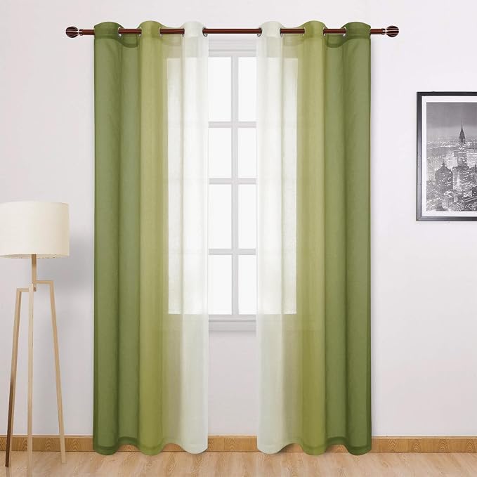 DWCN Olive Green Ombre Sheer Curtains by DWCN