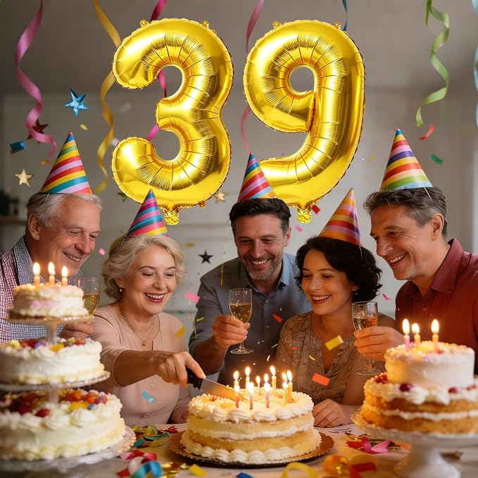 40 Inch Number 39 Balloons for 39th Birthday Party Decorations, 0-100 Gold - Image 2