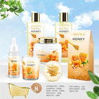 Christmas Gifts for Women Bath & Body Gift Set, Luxury Home Spa Bath Gift Basket, Honey Almond Scented Bath Set, Pamper Gifts Birthday gifts & Teens, Spa Kit Gift, Home Spa Gifts for Men Dad