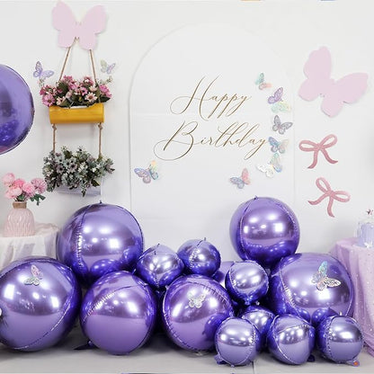 12Pcs Light Purple Round Foil Balloons, Metallic Purple Foil Balloon - Image 3
