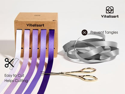 Vitalizart Purple Ribbons for Crafts 3/8" x 50Yds Double-Faced Satin Ribbon | - Image 4