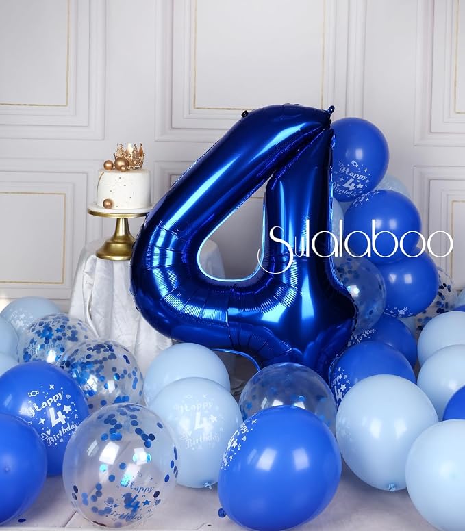 40 Inch Navy Blue Big Number 4 Balloon 0-9 Large Helium | Royal Blue 4th Foil - Image 5