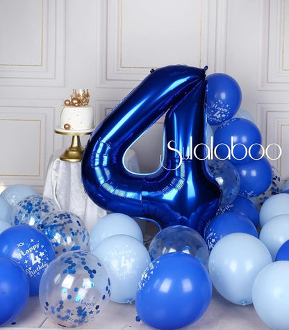 40 Inch Navy Blue Big Number 4 Balloon 0-9 Large Helium | Royal Blue 4th Foil - Image 5